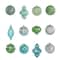 12ct. 4" Green & Silver Shatterproof Luxe Ornament Set